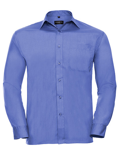 Russell Collection Men´s L/S Poly-Cotton Easy Care Poplin Shirt Corporate Blue