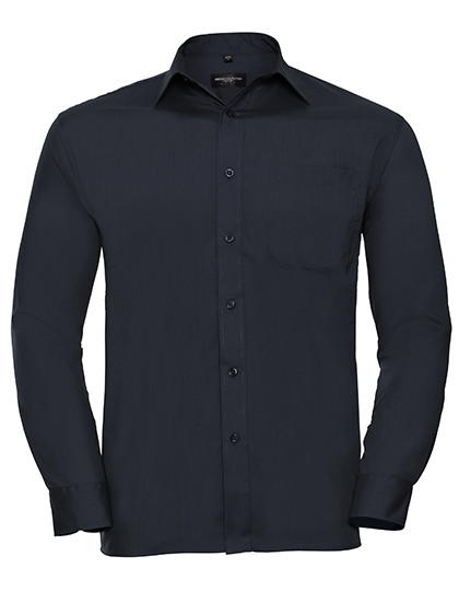 Russell Collection Men´s L/S Poly-Cotton Easy Care Poplin Shirt French Navy