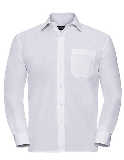 Russell Collection Men´s L/S Poly-Cotton Easy Care Poplin Shirt White