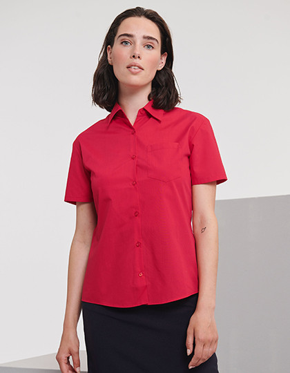 Russell Collection Ladies´ Short Sleeve Classic Polycotton Poplin Shirt