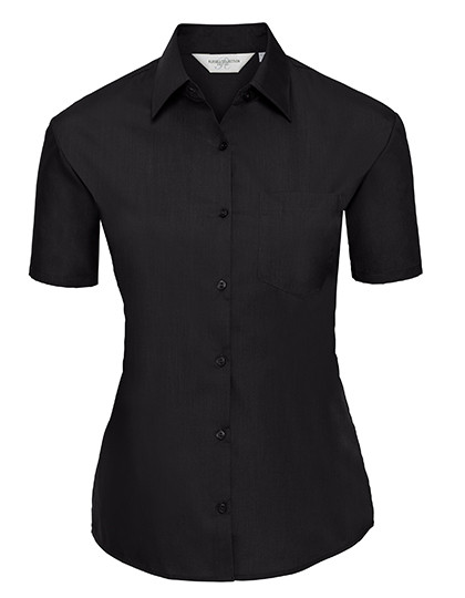 Russell Collection Ladies´ Short Sleeve Classic Polycotton Poplin Shirt Black