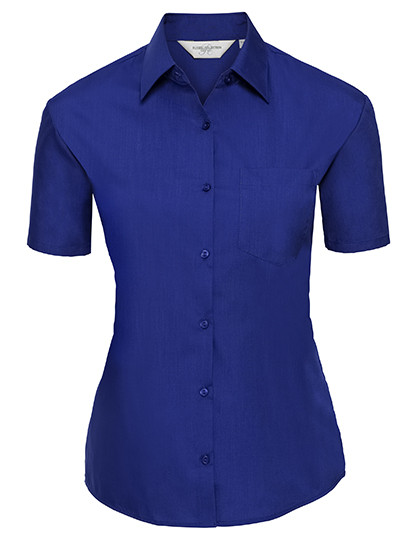 Russell Collection Ladies´ Short Sleeve Classic Polycotton Poplin Shirt Bright Royal