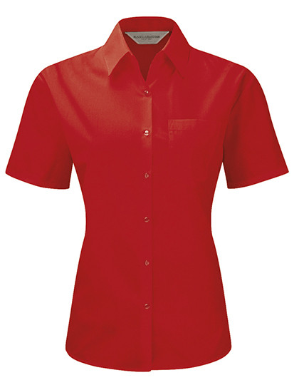 Russell Collection Ladies´ Short Sleeve Classic Polycotton Poplin Shirt Classic Red