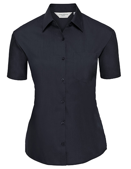 Russell Collection Ladies´ Short Sleeve Classic Polycotton Poplin Shirt French Navy