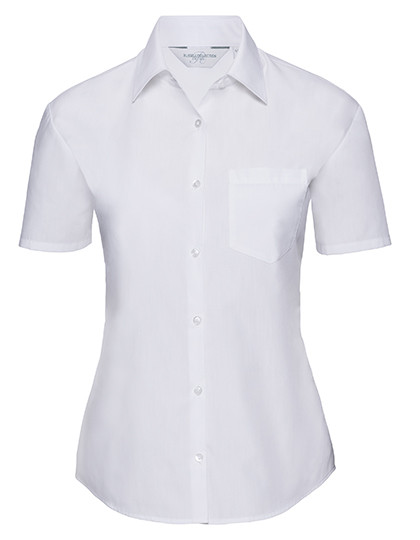 Russell Collection Ladies´ Short Sleeve Classic Polycotton Poplin Shirt White