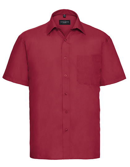 Russell Collection Men´s Short Sleeve Classic Polycotton Poplin Shirt Classic Red