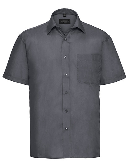 Russell Collection Men´s Short Sleeve Classic Polycotton Poplin Shirt Convoy Grey