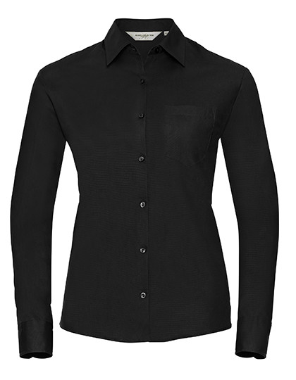 Russell Collection Ladies´ Long Sleeve Classic Pure Cotton Poplin Shirt Black