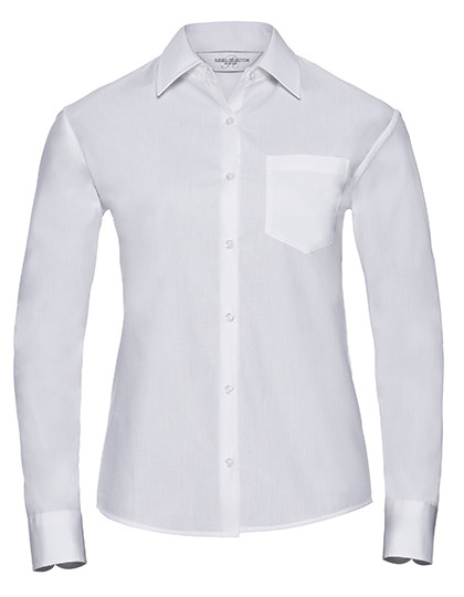 Russell Collection Ladies´ Long Sleeve Classic Pure Cotton Poplin Shirt White