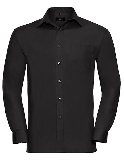 Russell Collection Men´s Long Sleeve Classic Pure Cotton Poplin Shirt Black