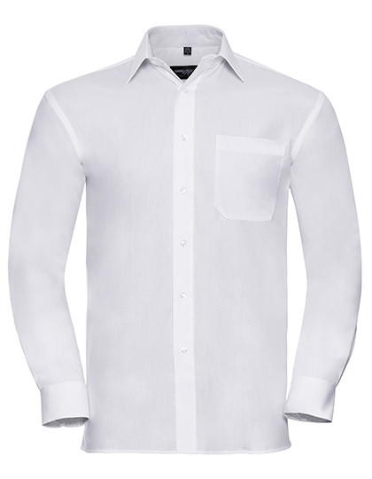 Russell Collection Men´s Long Sleeve Classic Pure Cotton Poplin Shirt White