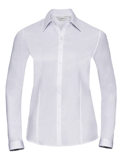 Russell Collection Ladies´ L/S Herringbone Shirt White